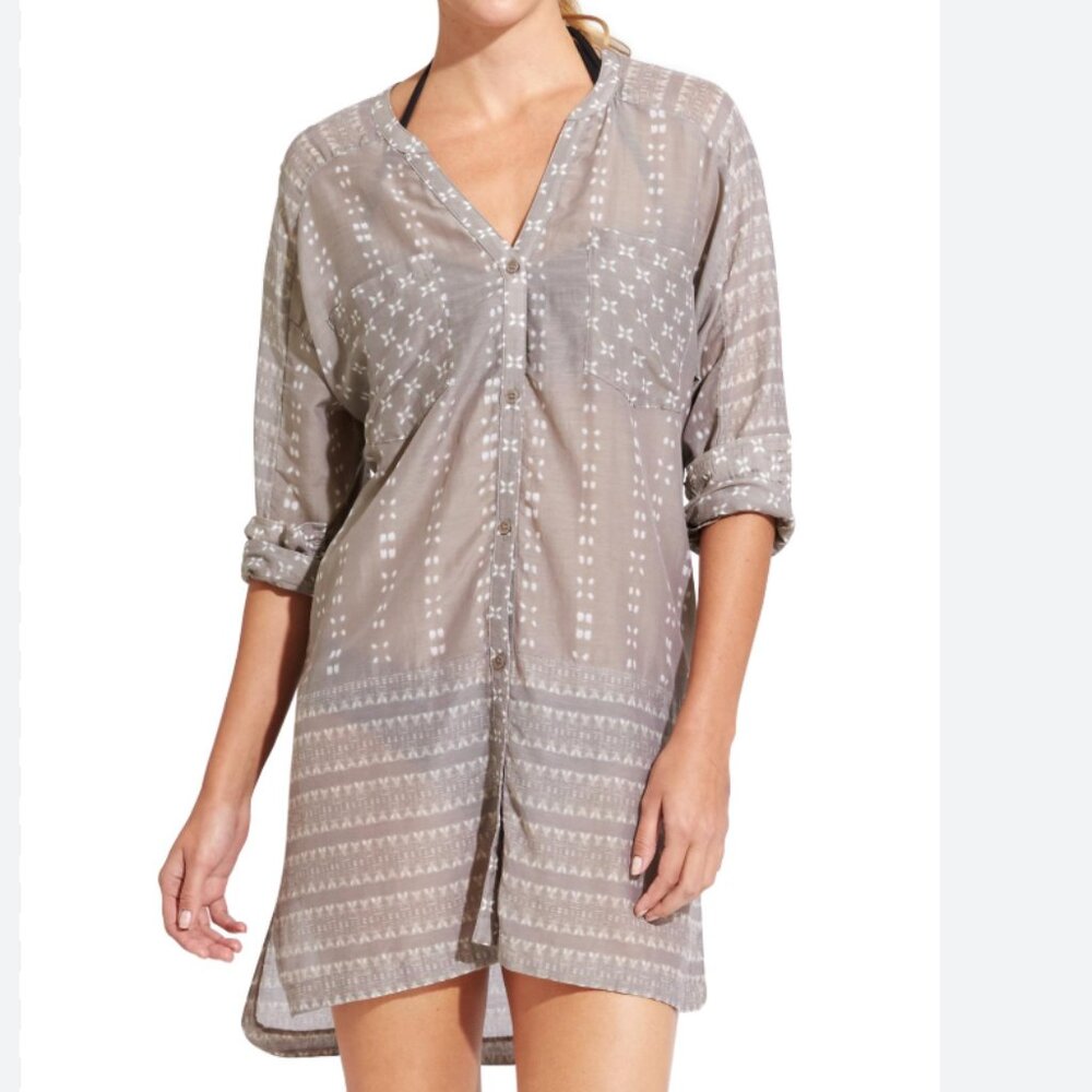 Athleta Ikat Kaftan Shirt Swimsuit Coverup Silk/Cotton Blend‎ XS